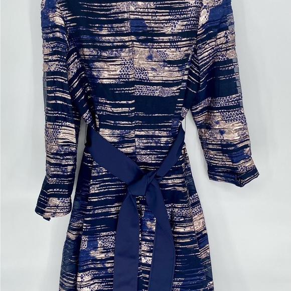 Teri Jon Blue and Gold Dress Size 10 - Picture 5 of 9